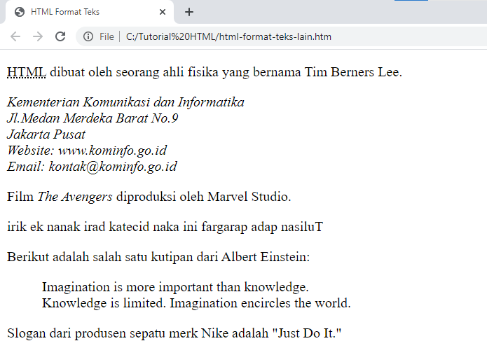 html-format-teks