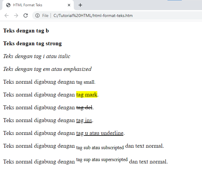 html-format-teks